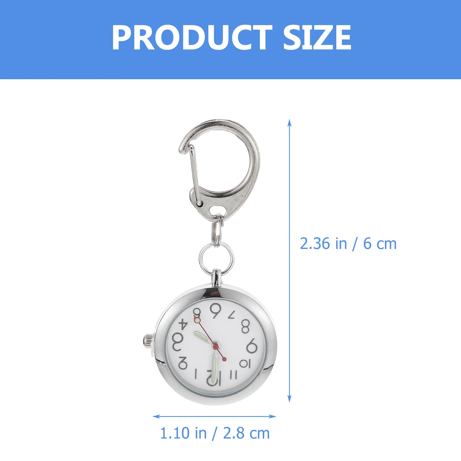 

Luminous Keychain Glowing Pocket Watches for Men Nurse Hanging Clip on Stainless Steel Lightweight Practical Daily