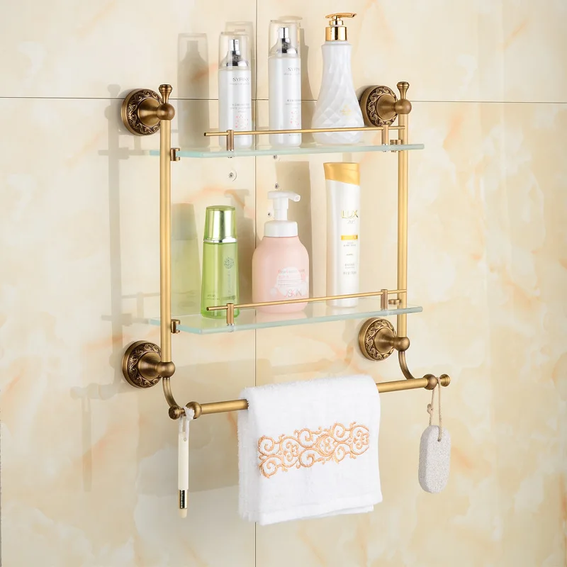 

Copper towel holder European antique carved bathroom pendant set antique toilet brush