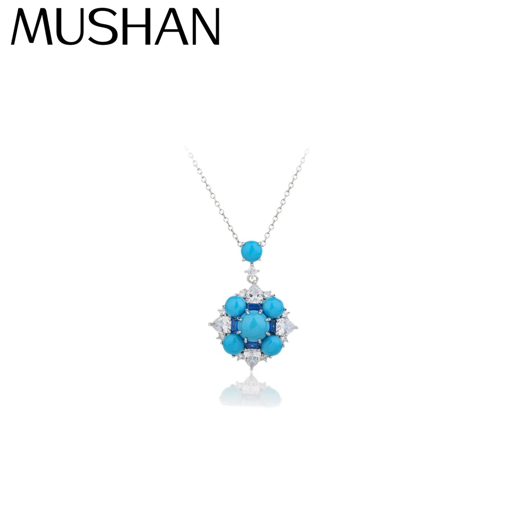 

MuShan Jewelry 925 Sterling Silver Necklace 5A CZ Gemstones Designer High Carbon Diamond 925 Sterling Silver Pendant Accessories