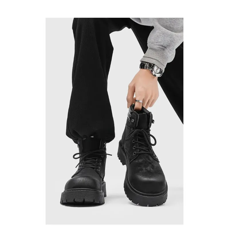 マデンメン ヴィンテージ スプリットスエード フリース裏地付きブーツ ブラウン ハイカット ワークブーツ レースアップ デザート アンクル ラギッドソールブーツ アウトドアシューズ