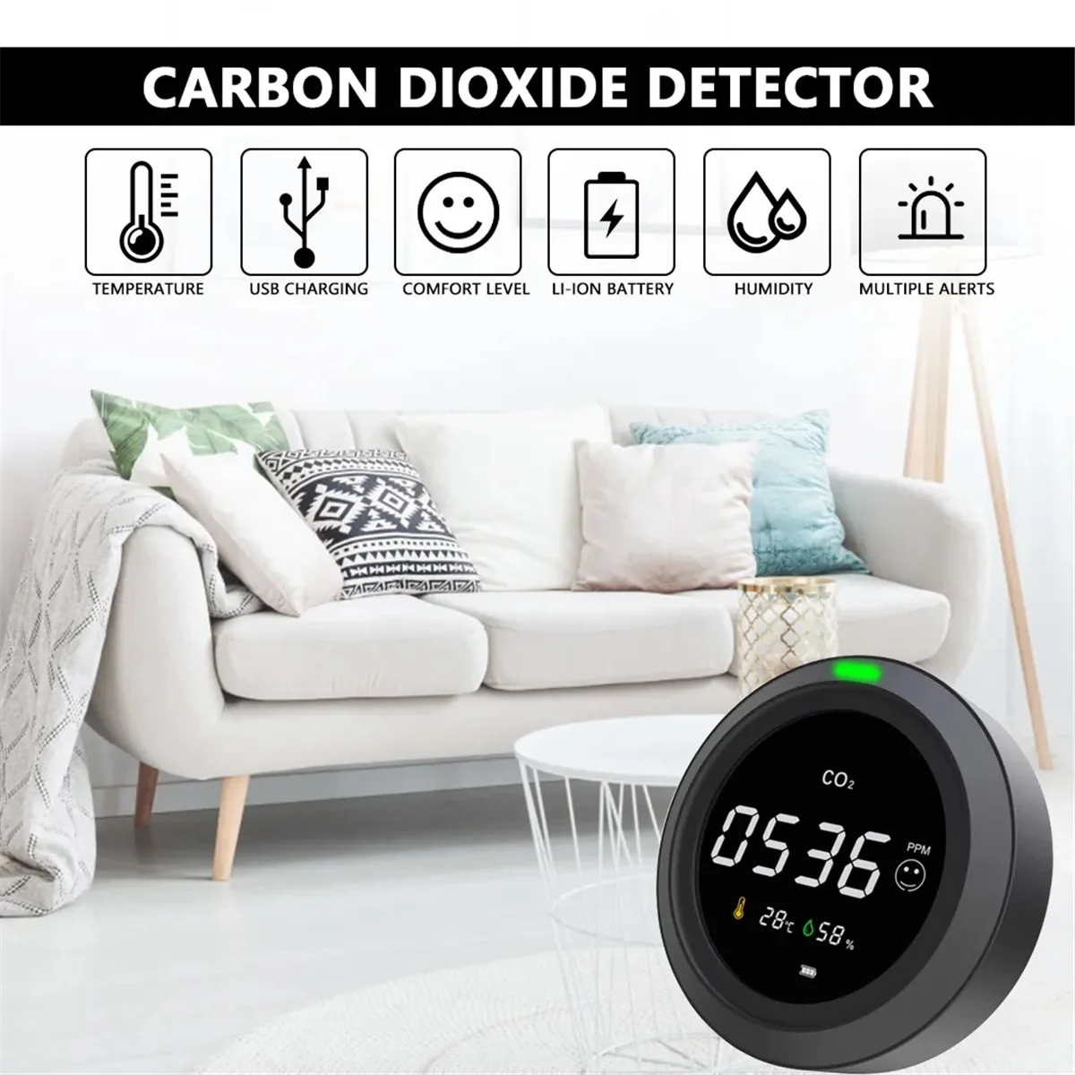 PTH-5 monitor sensore di CO2 NDIR di anidride carbonica ambiente confortevole con sensore di temperatura e umidità