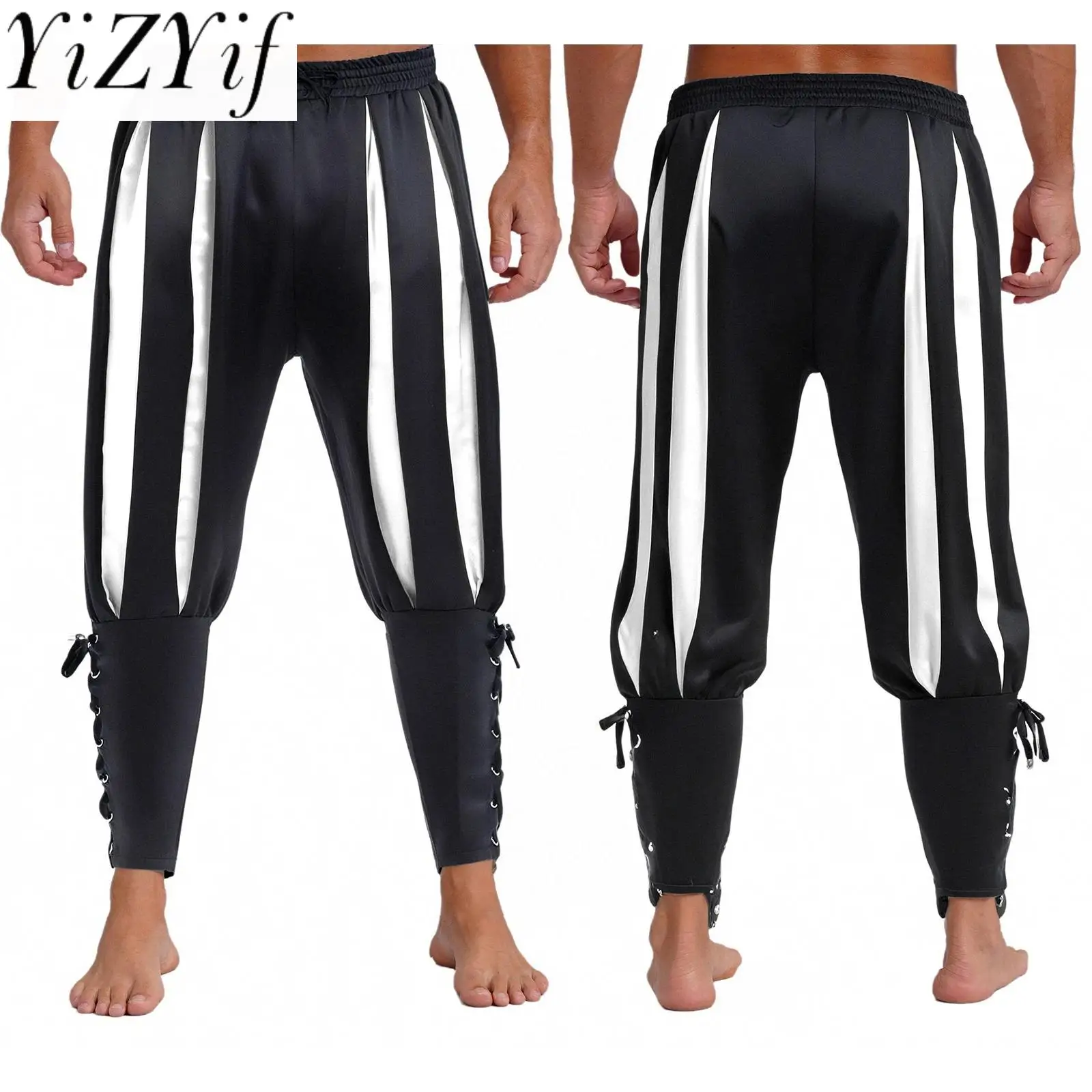 

Men Festival Circus Ringmaster Stage Performance Pants Renaissance Viking Navigator Pirate Cosplay Harem Pants Halloween Pants
