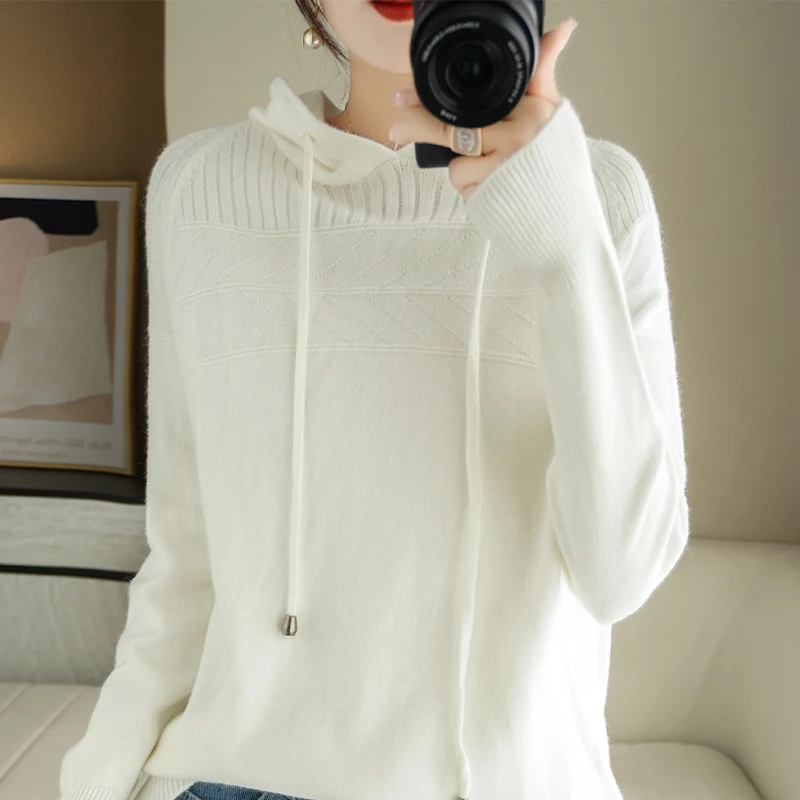 Autunno e inverno nuova felpa con cappuccio in Cashmere felpa con cappuccio Pullover sciolto da donna con felpa con cappuccio ombreggiante