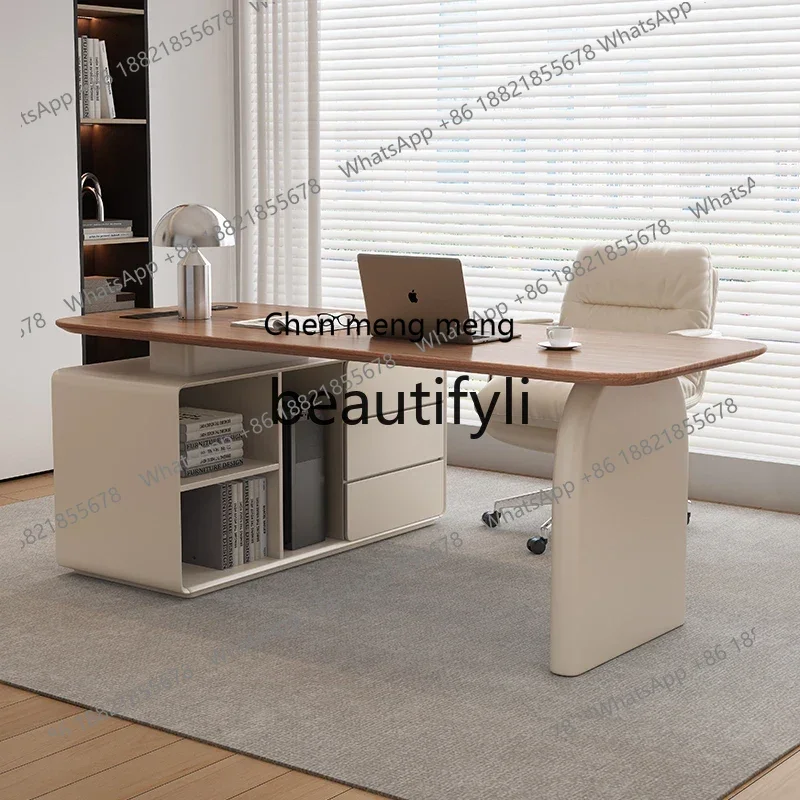 

2003Vintage Cream Wind Corner Desk Light Luxury Study Computer Desk Advanced Consultation Desk