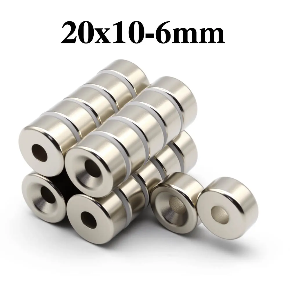 

20x10-6mm Super Powerful Round With Holes Magnet Neodymium Magnet NdfeB N35 Strong Permanent Magnetic imanes Refrigerator Magnet