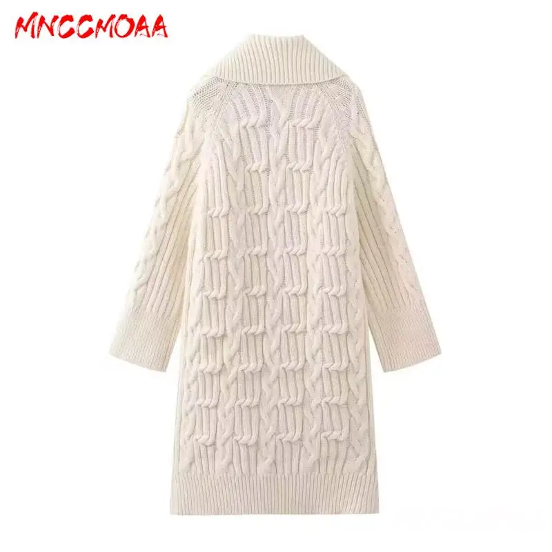 MNCCMOAA-Women's Loose Knitting Sweater, Casual Cardigan, Long Sleeve Pockets, Female Fashion, Autumn, Winter, 2024