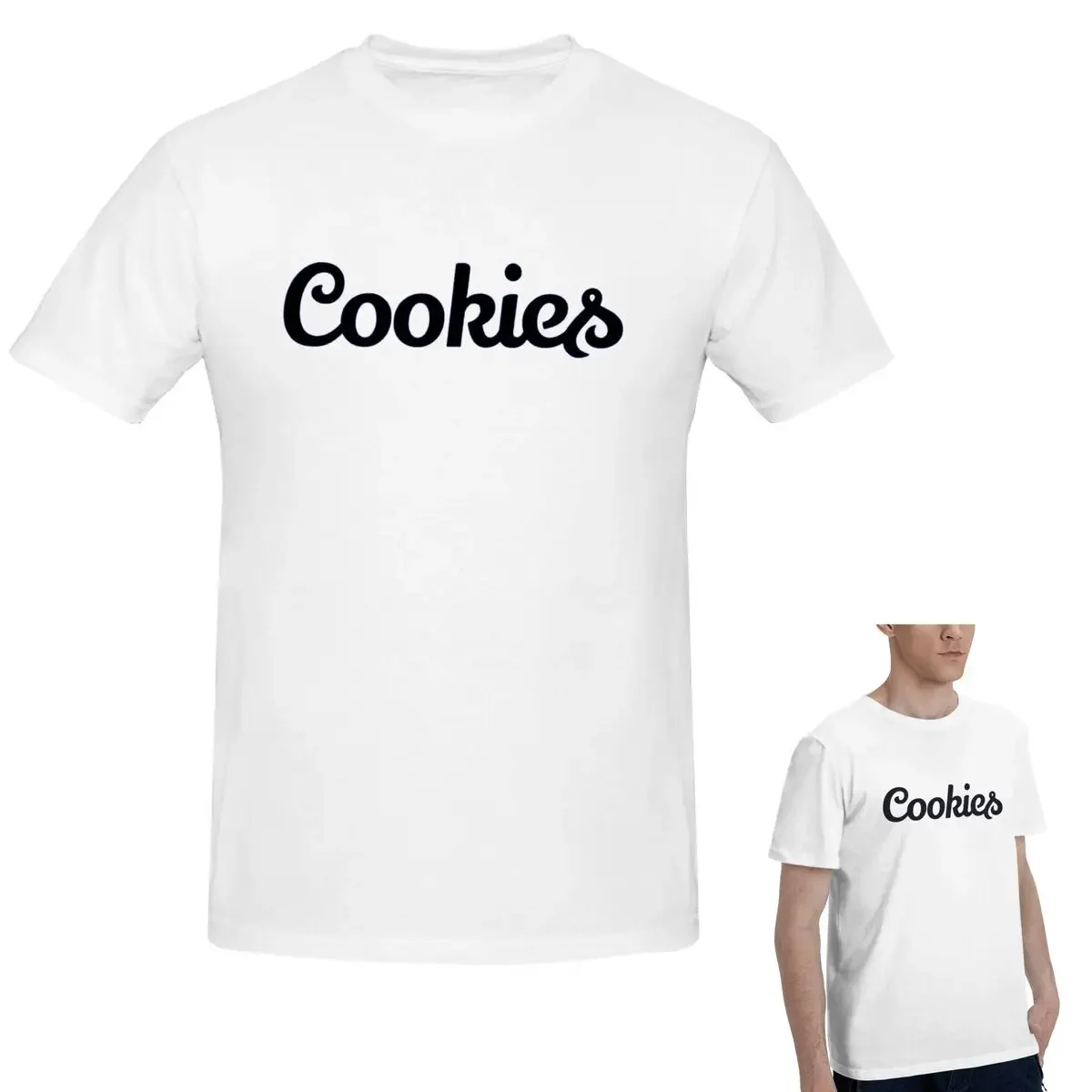 

Футболка из 100% хлопка с печеньем, мужская модная футболка большого размера, мужские летние рубашки с круглым вырезом, топы, S-6XL