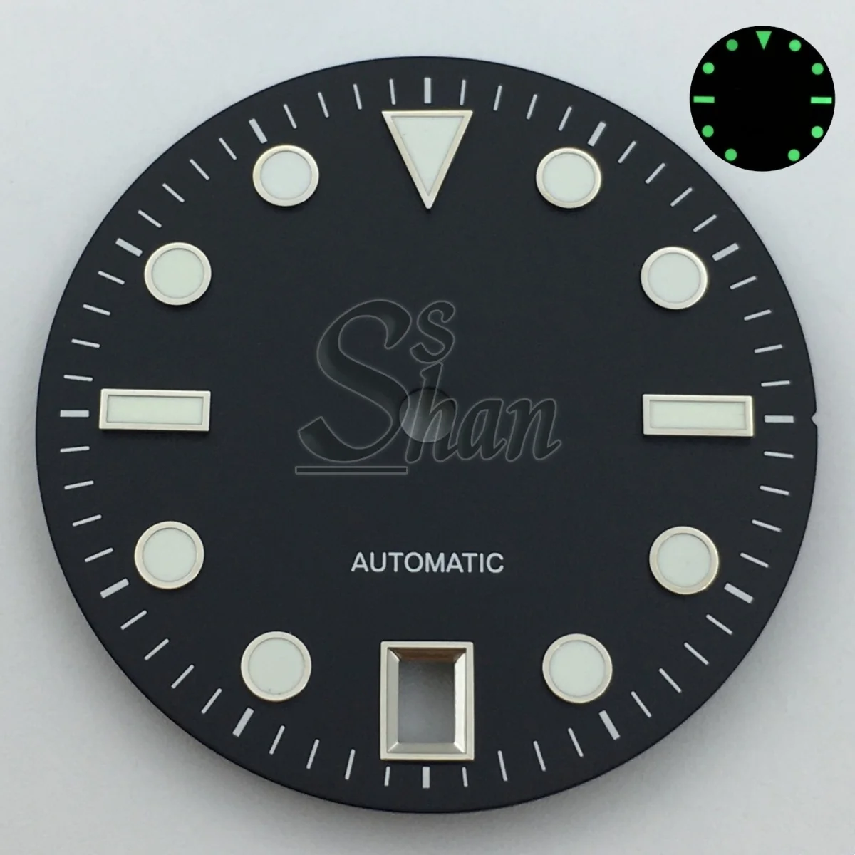 29mm Watch dial Black White Green Blue Green Luminous Fit NH35 Movement 6 o 'clock calendar Watch accessories
