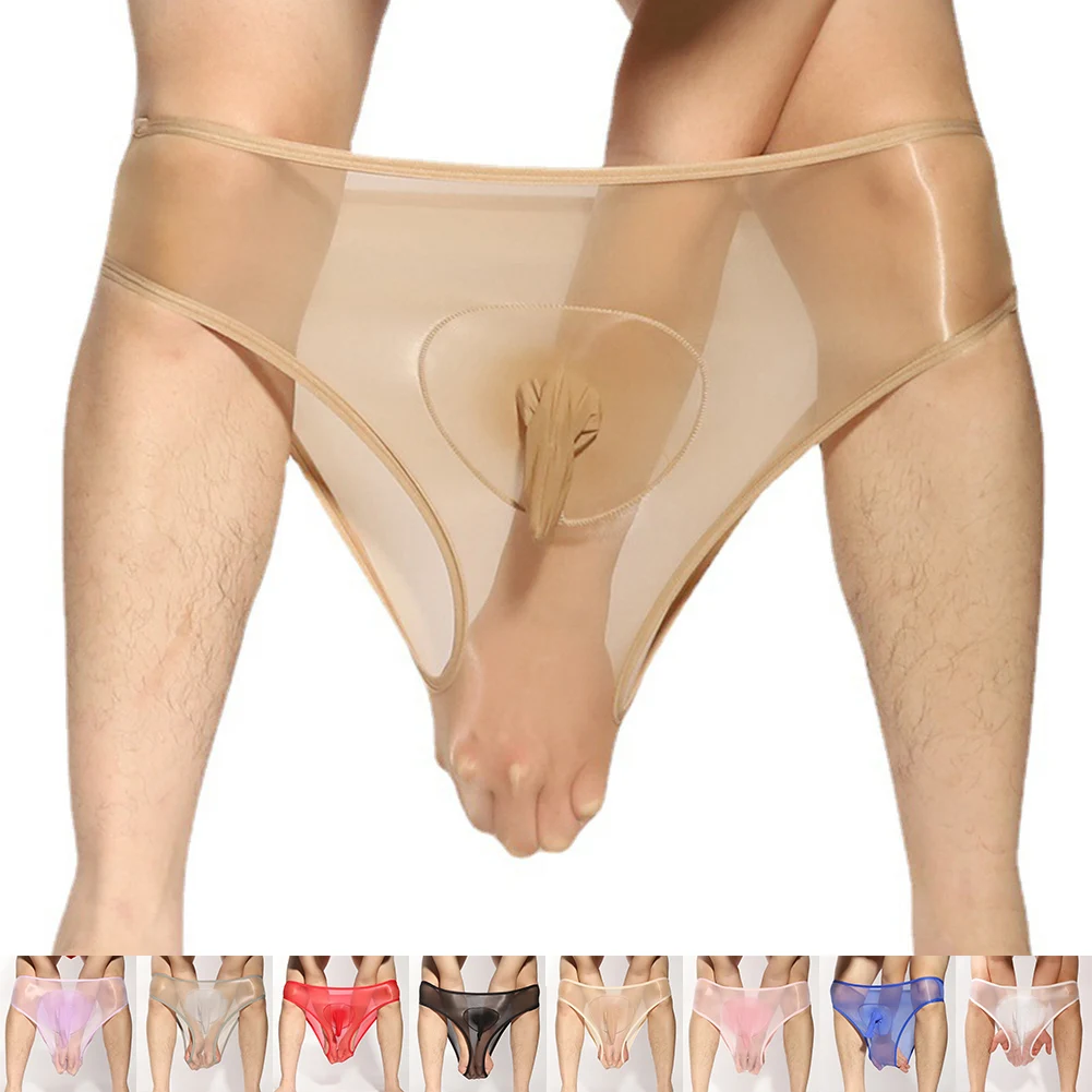 Nuovi uomini sexy lucido unisex senza soluzione di continuità velato trasparente elastico collant mutandine pantaloncini biancheria intima liscio sottile stretto slip maschili