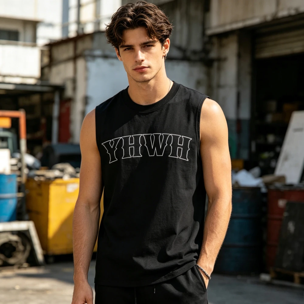 Subtle YHWH Faith Tank Christian Sleeveless Tops Men Summer Crewneck Clothing Daily Life Casual Faith Tee Gym Shirt Men