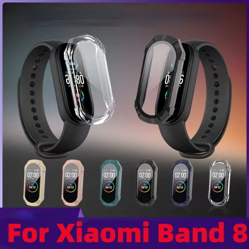 Screen Protector With 9HD Tempered Glass For Xiaomi Band 8 Anti-Fall Bumper Protective Case Screen Protector For Mi Band 8