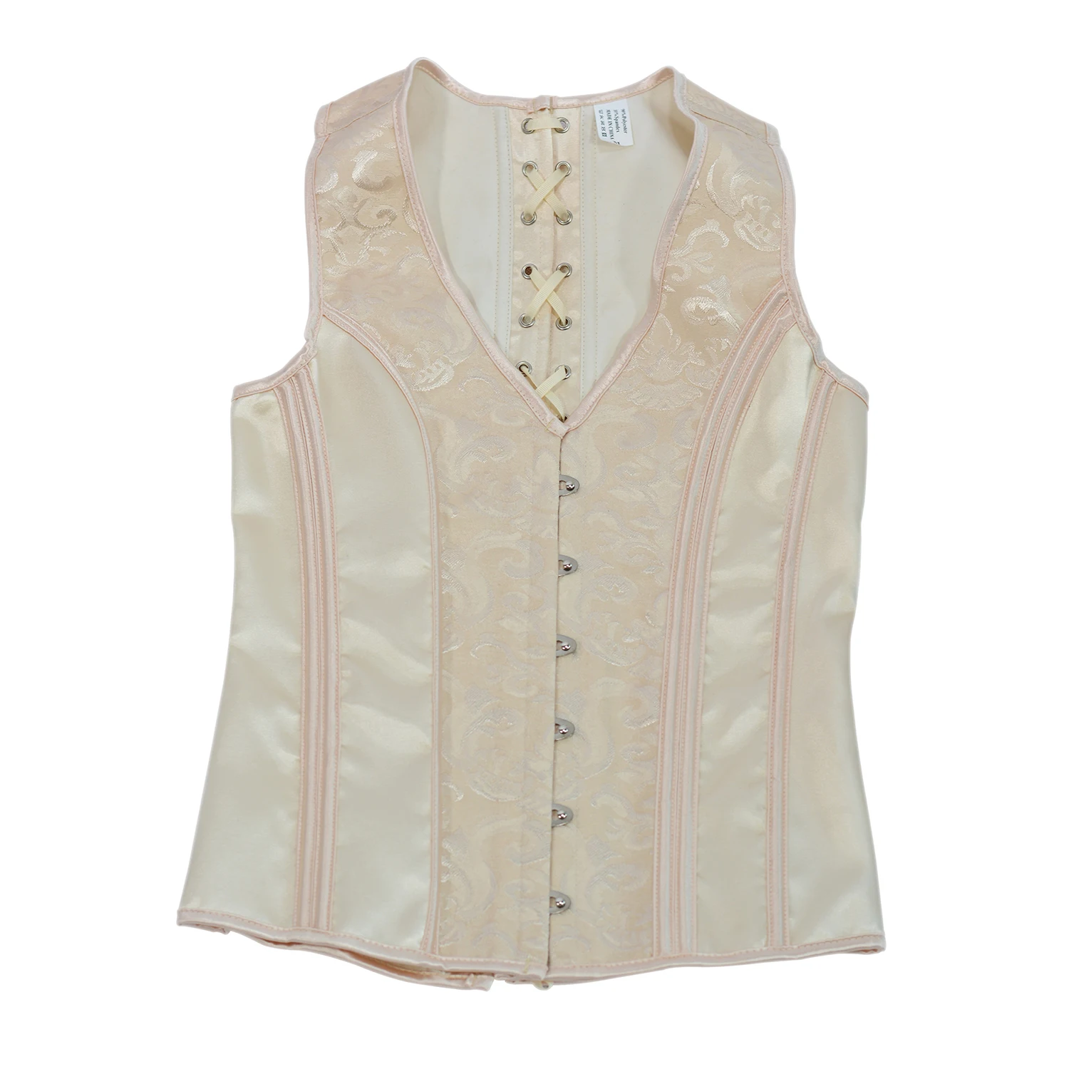 

Men Beige Corset Vest Vintage Dress Waistcoat Waist Trainer Lace Up Boned Formal Tops For Wedding Stage Costumer