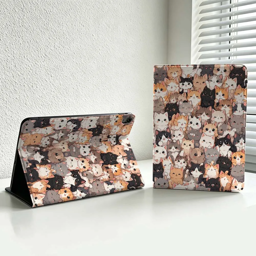 Cartoon Cute Cat Group Cover For iPad Pro Air mini 7 6 5 4 3 2 1 9gen M5 M4 11th 10th A17 Pro A16 Soft Inch Tablet Case