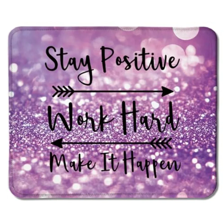 

Inspirational Mouse Pad, Stay Positive Work Hard Make It Happen Motivational Positive Purple Mouse Pads Mousepad for Work Gamin