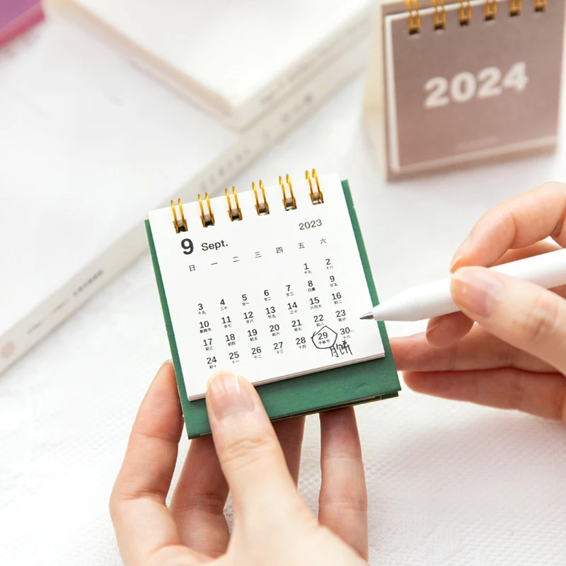 Calendário Mini Desk, Calendário de Perfuração Simples e Criativo, Autônomo, 2022