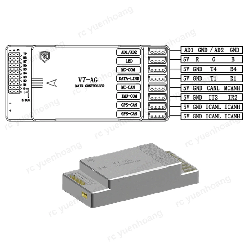 1Set RC Plant Protection Spraying UAV Drone V7-AG Flight Control Input 3S-12S (12v-52v) Main Controlling+GPS Module+LED Light