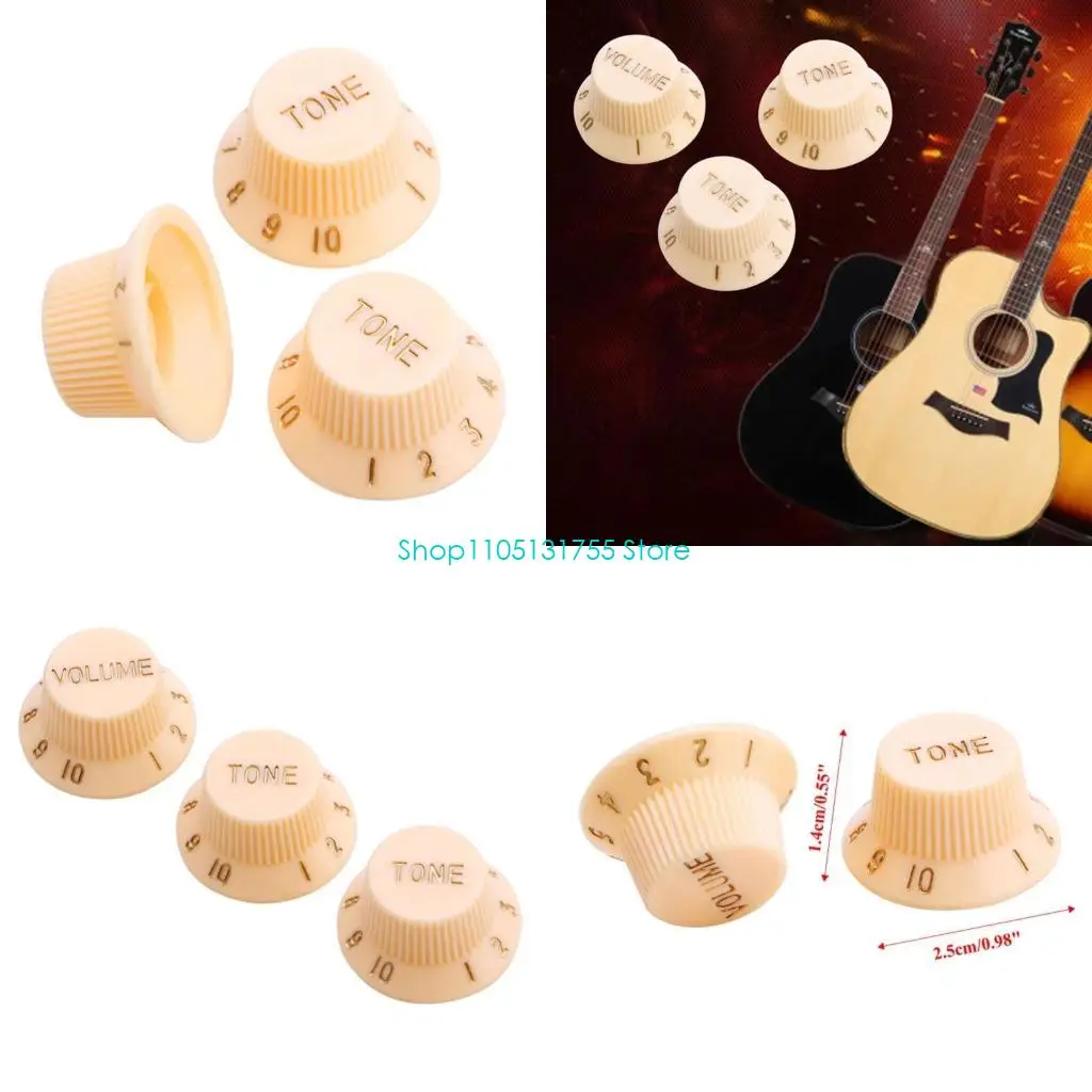 

K0EF 1 Volume 2 Tone Knob Button Guitar Control Knobs For FD ST Cream