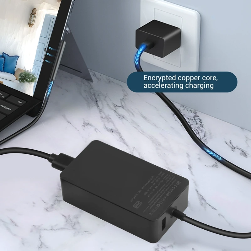 

Магнитный адаптер питания A46U 65W 15V/4A с кабелем 2.3м для ноутбуков Surface BOOK 2/3, Surface Laptop 3, Surface Pro X/7/6 (вилка стандарта США)