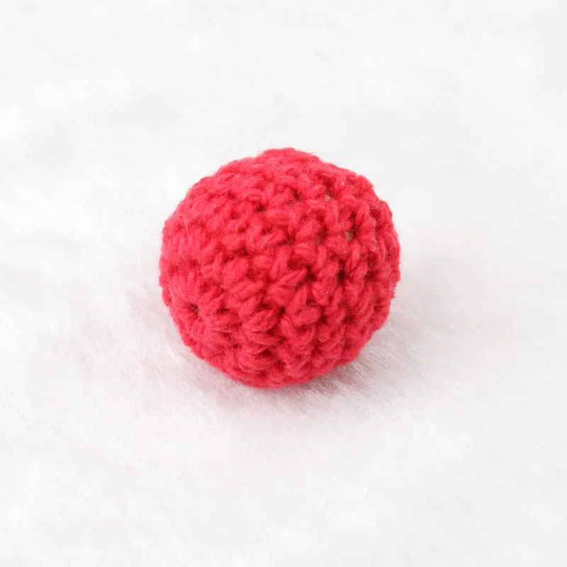 NONE Chengkai 50 Stück 16 mm 20 mm runde, strickende Baumwolle, gehäkelte Holzperlen, Kugeln für DIY-Dekoration, Baby-Beißring, Schmuck, Halskette, Spielzeug 10