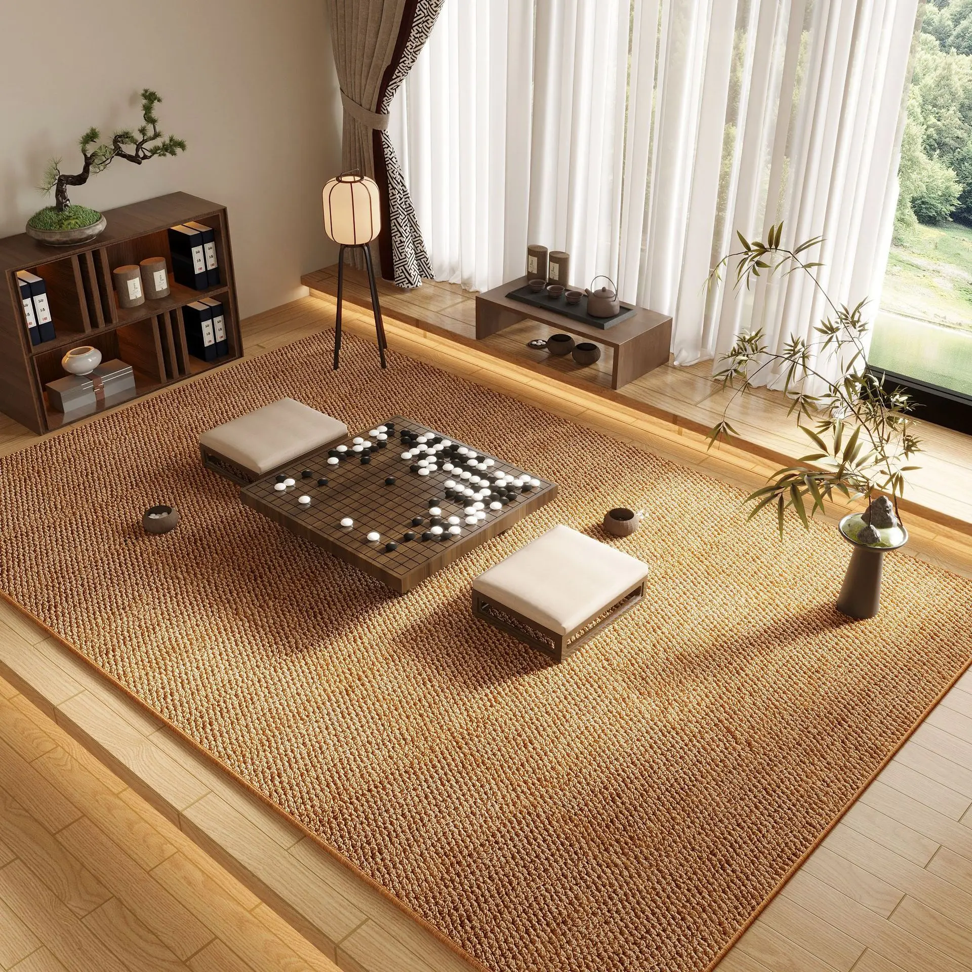 Japan Style Plain Colour Simple Style Living Room Carpet Thickened Scratch Resistant Lounge Rug Shed Resistant Mat for Bedroom