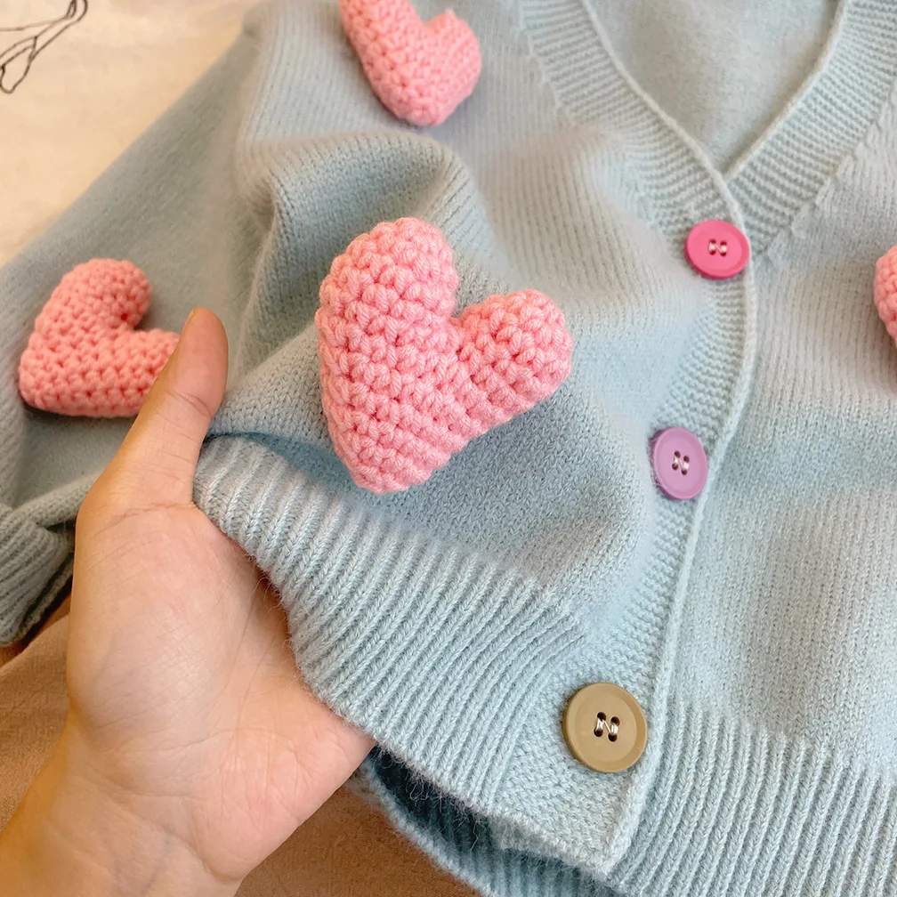 Children\'s Sweaters Love Decorated Girl\'s Knitted Cardigan Girls Winter Clothes Sweater Korean Style Toddler Girl Winter Clothes