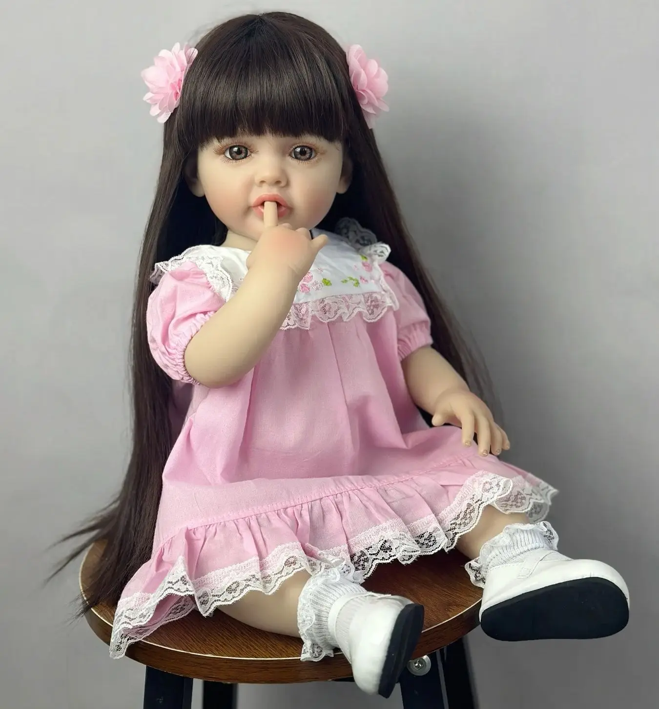 Muñeca Reborn de silicona suave de 55 CM para niña, muñeca realista de 22 pulgadas, arte de princesa para niño pequeño, regalo de Navidad para bebé