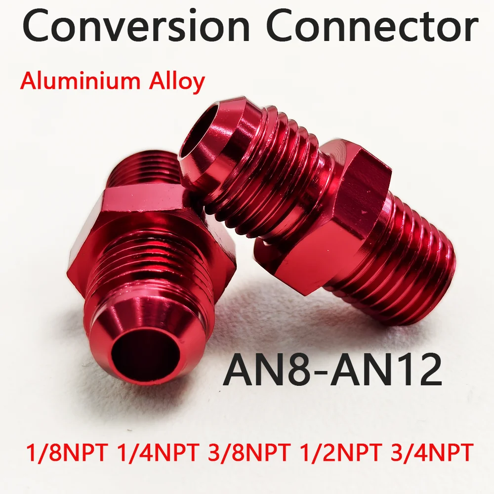 Universal  AN8 AN10 AN12 Male to NPT Thread Straight Fuel Oil Air Hose Fitting Pipe Adapter Car Auto Accessories Bare Red