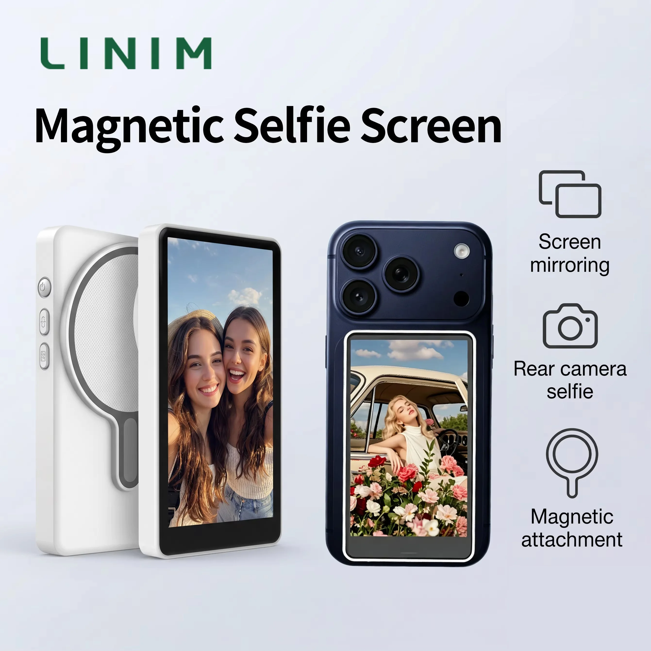 

LINIM Magnetic Wireless Selfie Monitor Screen Phone Rear Camera for Vlog Live Stream Compatible for iPhone Android