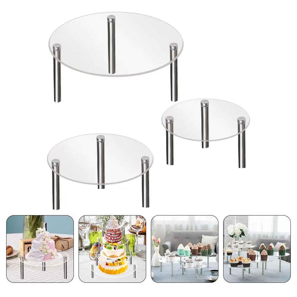 

3Pcs Clear Acrylic Dessert Stand Stackable Cake Holder for Cupcakes Pies Chocolates Fruits Party Wedding Event Table Centerpiece