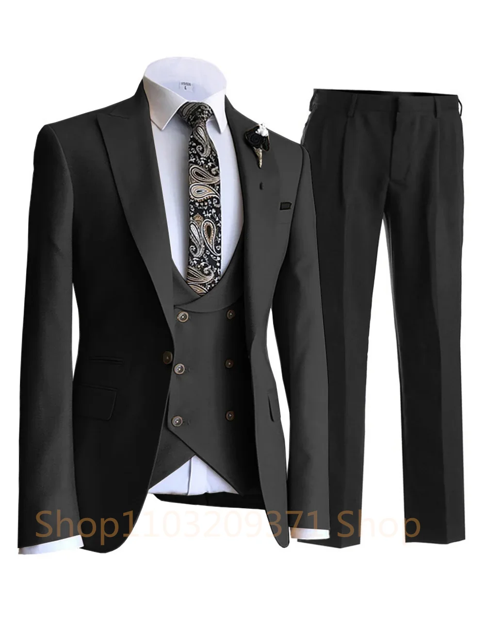 2024 Men 3 Pieces Brown Suits For Men Custom Made Groom Groomsmen Tuxedos Wedding Men Suit Terno Masculino (Jacket+Pant+Vest)