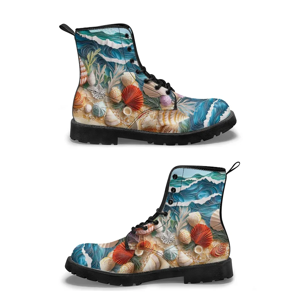 Customizable beach shell pattern mid-calf boots, spring and autumn street casual fashion boots for men and women