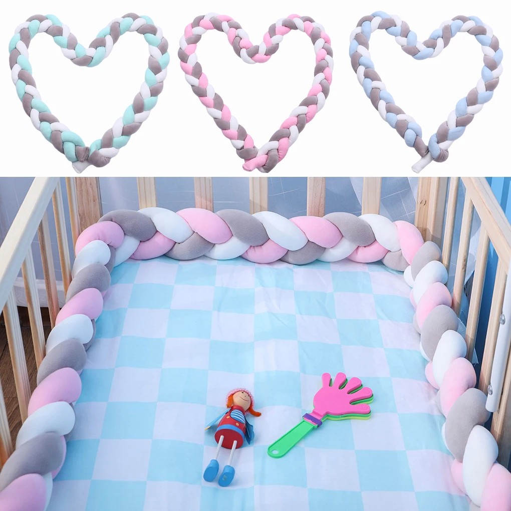 1.5M Baby Bed Bumper Handmade Knotted Braid Weaving Plush Crib Protector Infant Knot Pillow Baby Room Decoration