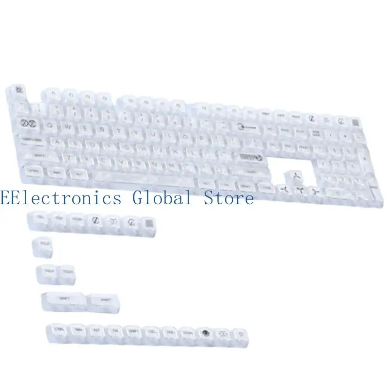 

462B Материал ПК 131 ключ Прозрачная клавиатура в стиле Ice Crystal для 61 64 68 84 85 98 Настройка механической клавиатуры