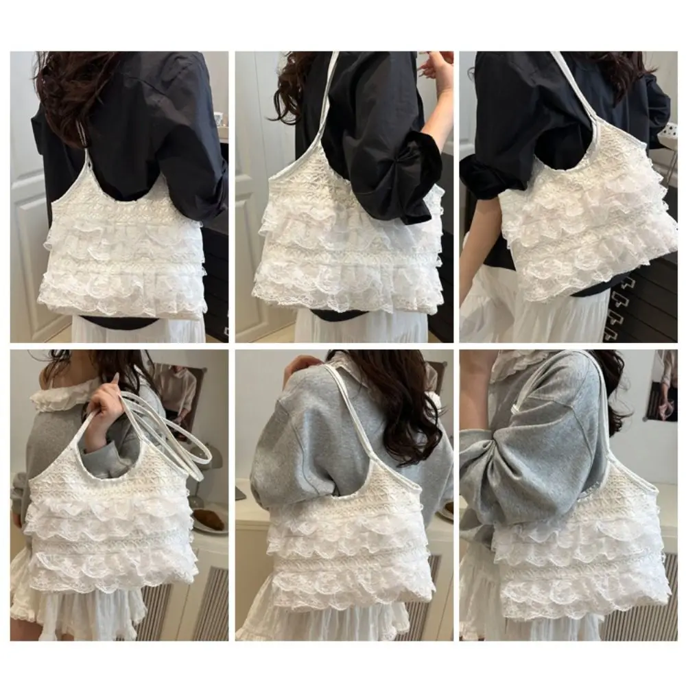 New Design Summer Style Lace Me Tote Bag Large Capacity Single Shoulder Single Shoulder Bag Slant Cross Bag Women's Use