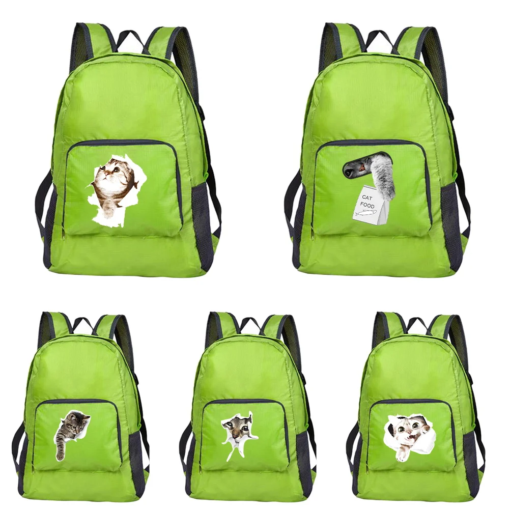 

New Cat Print Folding Hiking Bag Ultra-light Outdoor Cycling Travel Backpack Portable Folding Backpack
