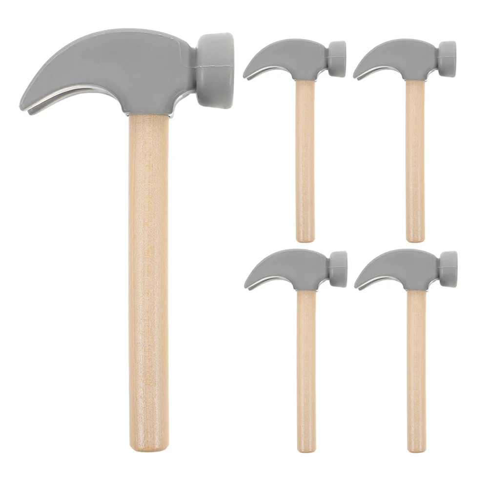 

5Pcs Wooden Hammer for Kids Simulation Educational Pounding Mallet Toddler Construction Pretend Play Set Simulation Toys