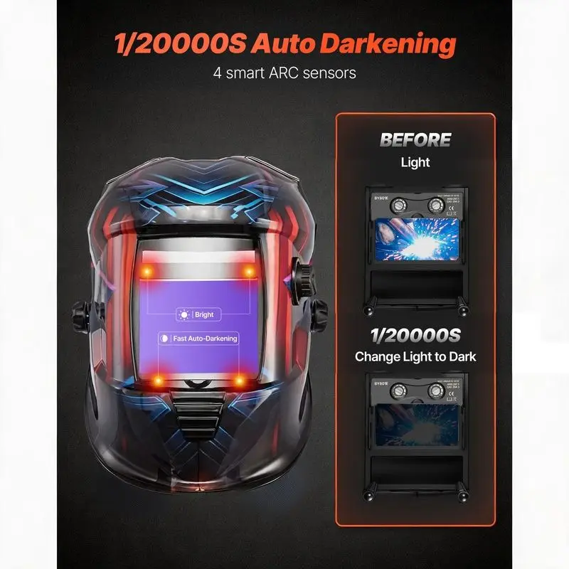 Automatic Dimming Welding Helmet Solar Power Supply Welder Mask Wide Shading Range Automatic Dimming