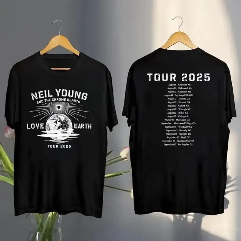 Neil Young Love Earth Tour 2025 Fan Made reprint 2 sides SweaT T Shirt