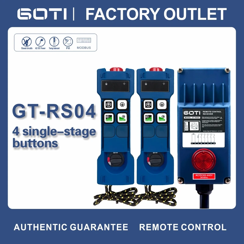 GT-RS04 Industrial Wireless Remote Control Hoist Crane Lift Switch 4 Single Speed Buttons for Truck Hoist Crane