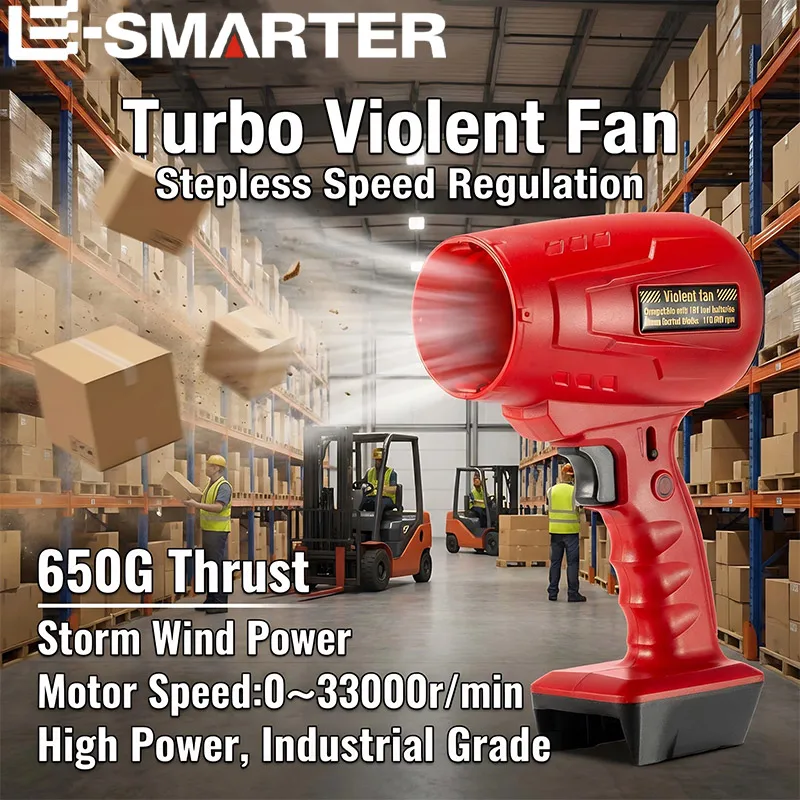 Ventilatore ricaricabile ad alta potenza - Ventilatore portatile con batteria al litio, ventilatore violento a turbina per campeggio all'aperto e soffiaggio di neve invernale