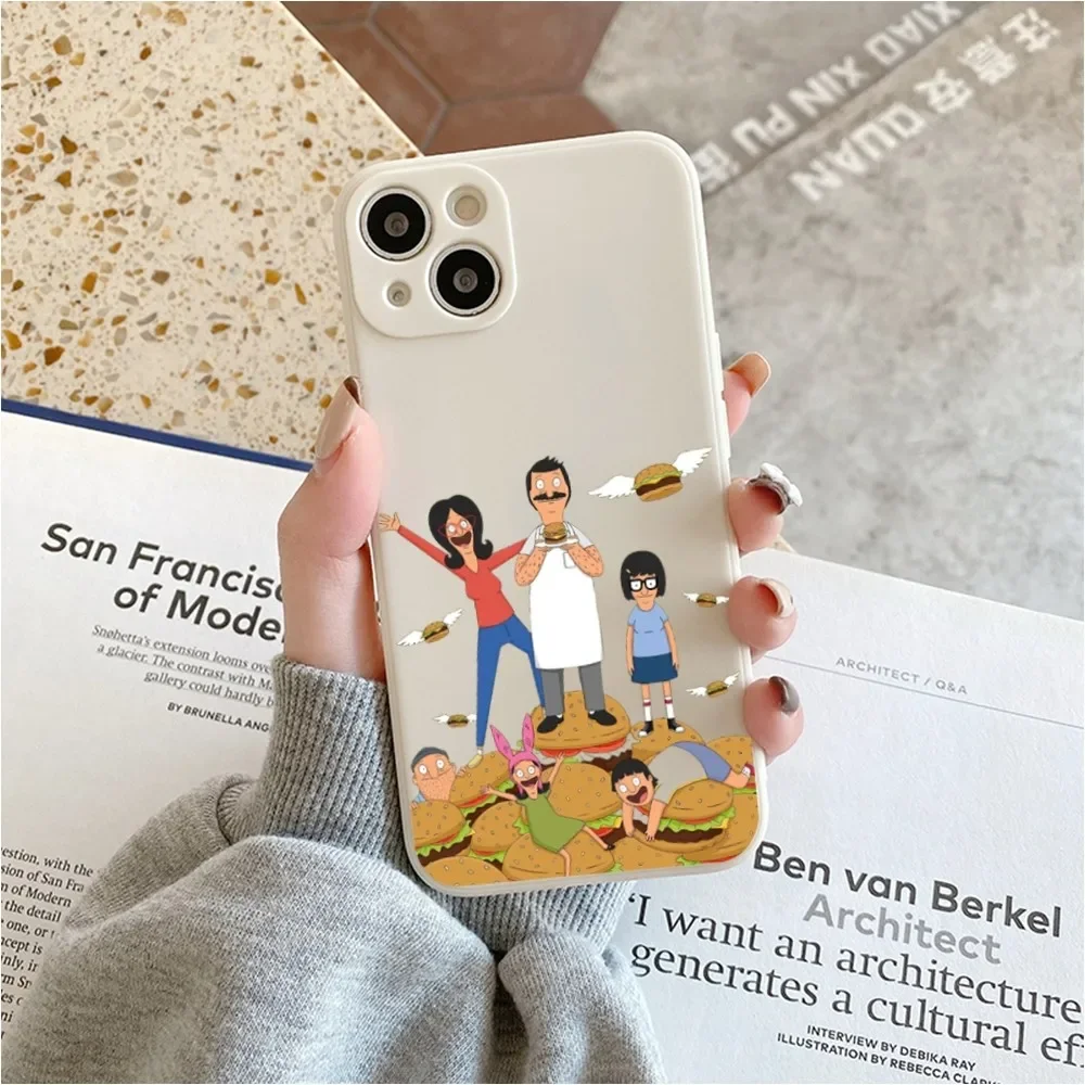 B-Bob's Cartoon B-Burger Phone Case For Iphone 11 13 14 Pro Max X Xr Xs Max Se2020 12mini White Cover Case