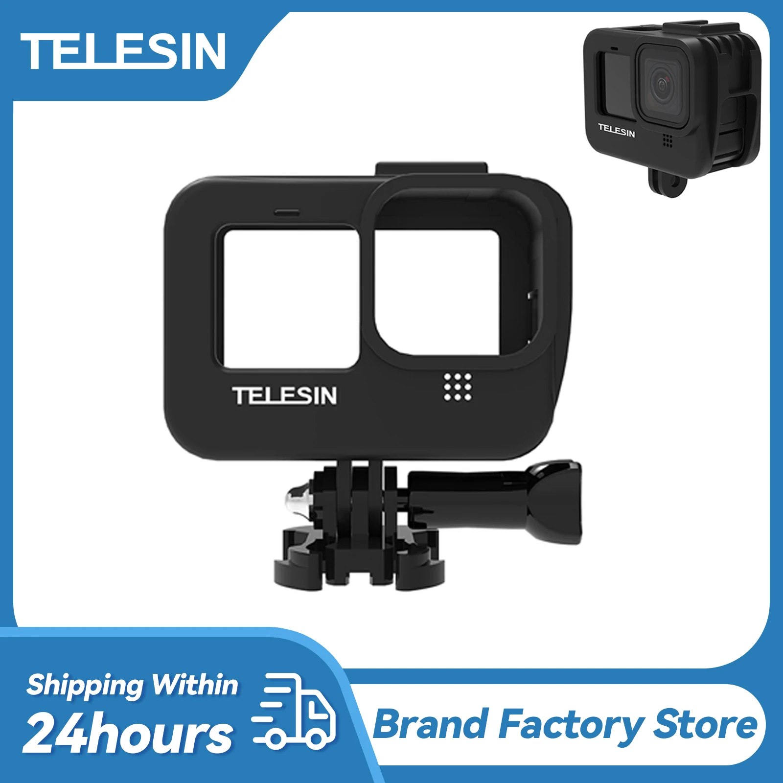 TELESIN Protective Frame Case for GoPro Hero  12 11 10 9 PC Housing Mount Bracket with Side Cover Hole Action Camera Accessories