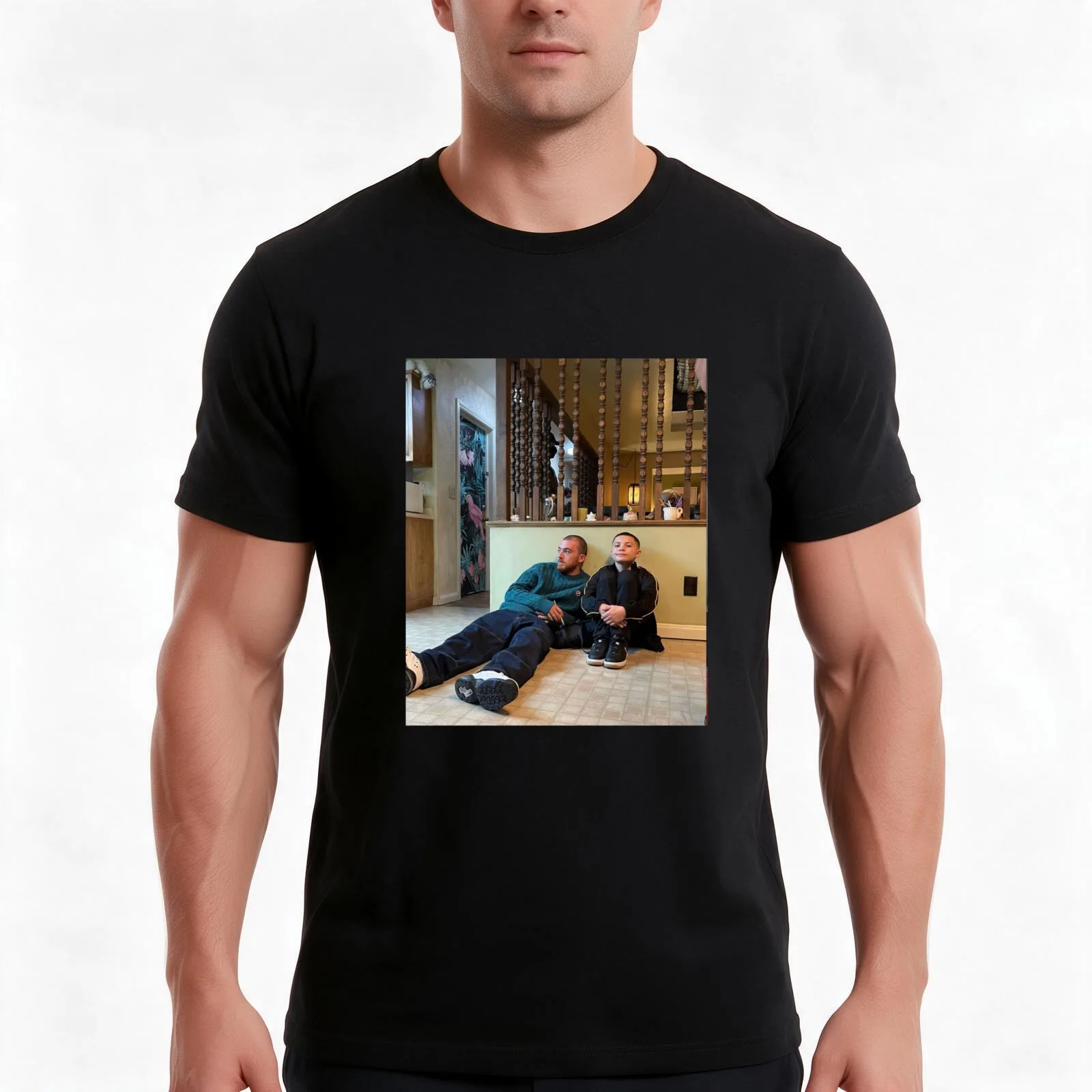 fezco and ashtray T-Shirt, Summer Casual Cotton Tee, Oversized Streetwear Tops, Vintage Graphic Print, Loose Fit Short Sleeve