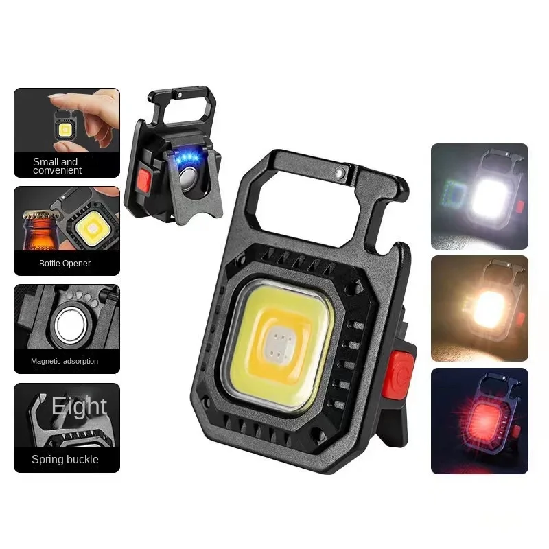 Mini LED COB Easy to Carry 800MA Lamps Flashlight Work Portable Emergency Distress  For Outdoor Camping Small Light Corkscrew