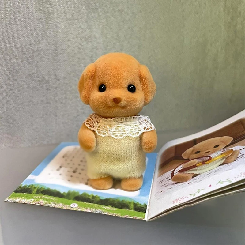 Arti móvel floresta família animal figura poodle reunido desgrenhado estatueta cão modelo brinquedo casa de bonecas miniaturas acessórios para
