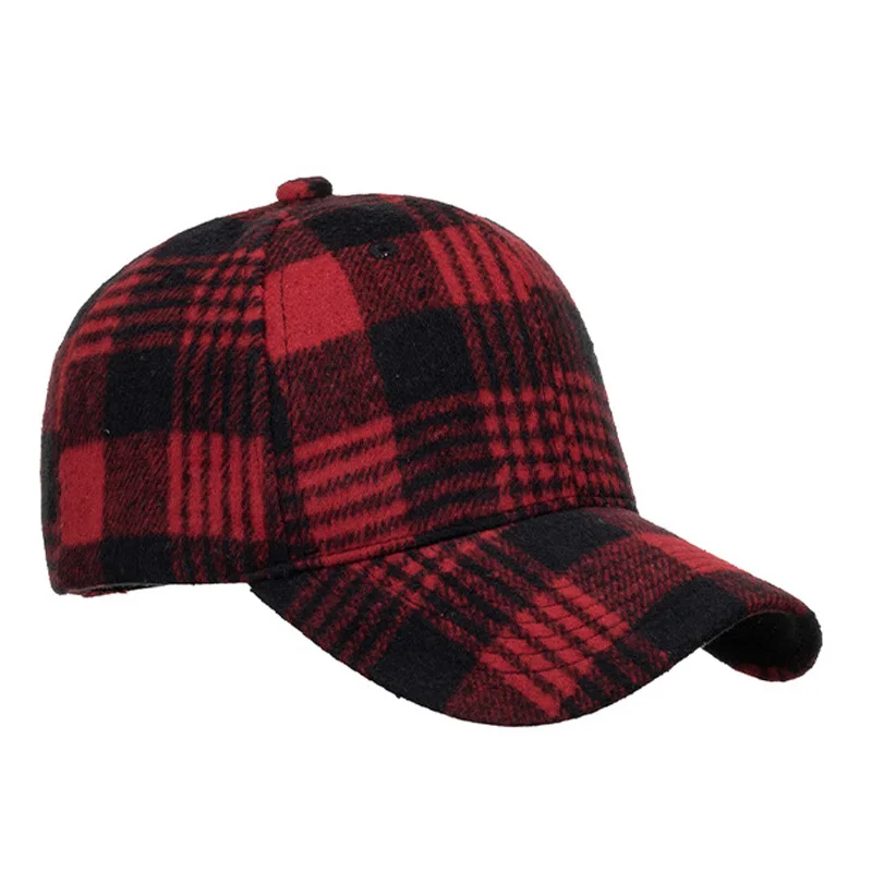 Adults Retro Tweed Dad Hat Plaid Baseball Cap Men Women Polyester Checked Hat Adjustable