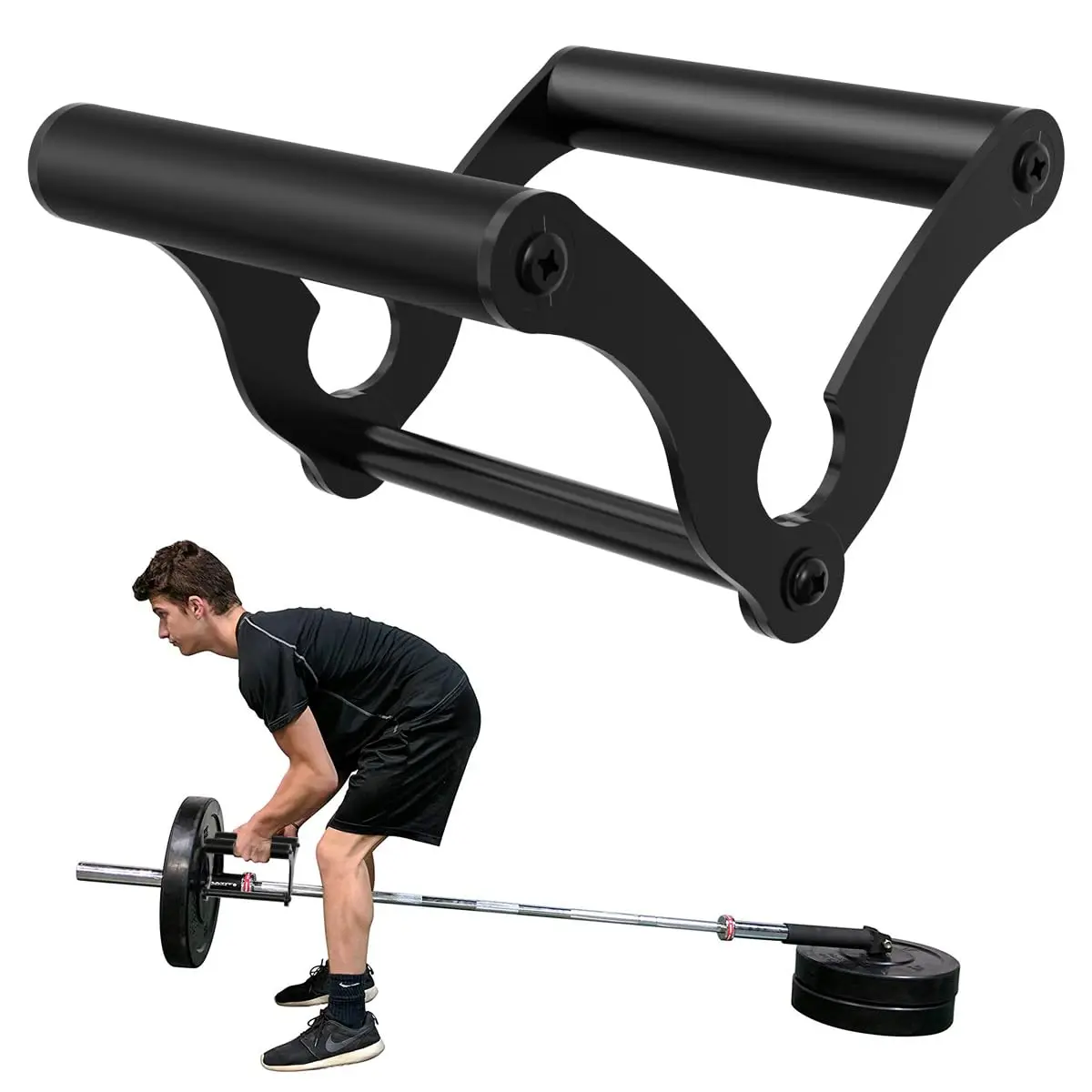 V Bar Landmine Handle for Barbell Bar Solid Multi-Grip Double D Handle Non-Slip Rubber T-Bar Row Handles Attachment