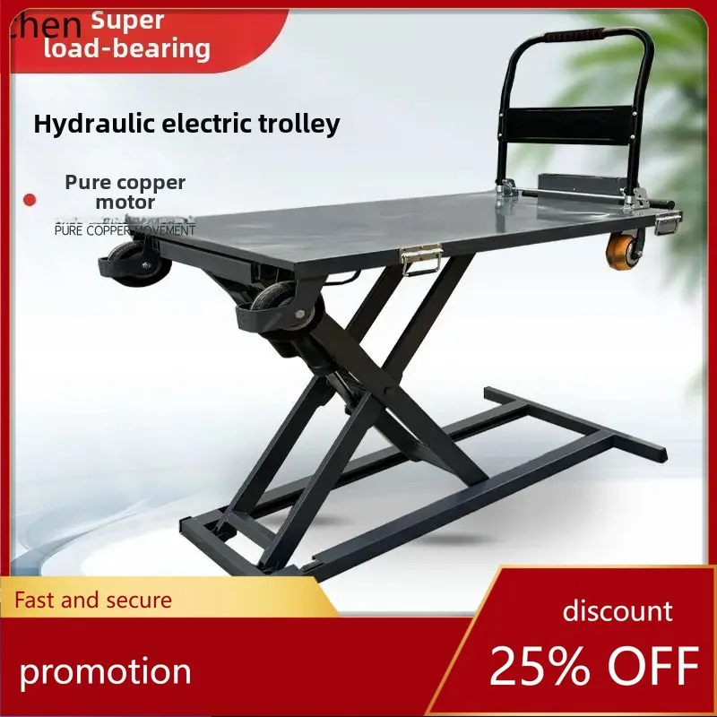 

HXL Electric Hydraulic Automatic Loading Hand Push Flatbed Cart Portable Handling Unloading Truck