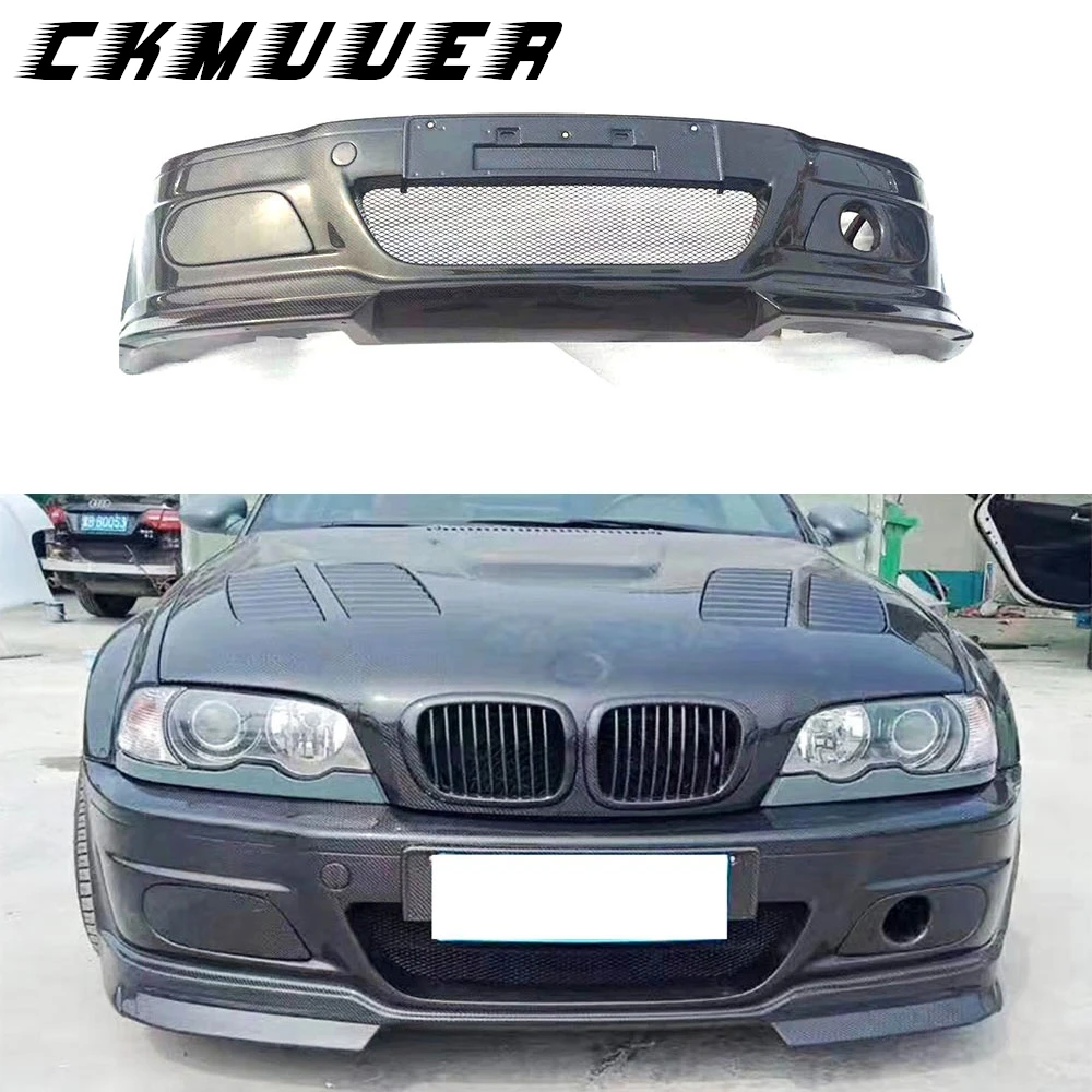 

CKMUUER автомобильный передний бампер из углеродного волокна, защита для губ, комплект автомобильных аксессуаров для BMW 3 серии E46 M3, головной бампер Hugger, автомобильный Стайлинг