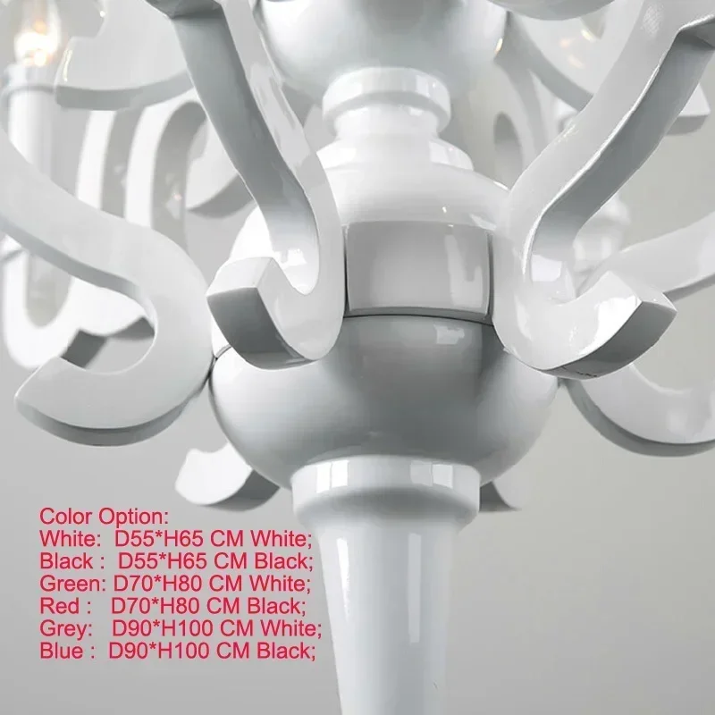 

Modern 6-Light Wood Chandelier E14 White/Black Painted Living Room Lighting Fixture Decorative Ceiling Lamp